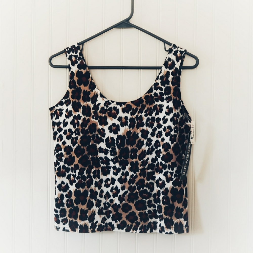 Leopard Animal Print Tank Top Stretch Size S Tapemeasure New York New With Tags
